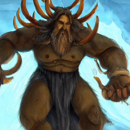 Prompt: north mythology concept art painting of ymir the ancestor of all giants