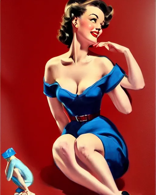 Prompt: a 1 9 5 0 s pin up by art frahm, realistic, detailed, artstation
