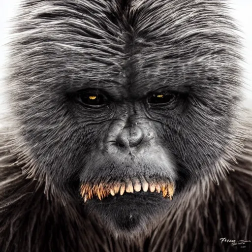 Image similar to wild running yeti, wildlife photography by Paul Nicklen, perfect lighting