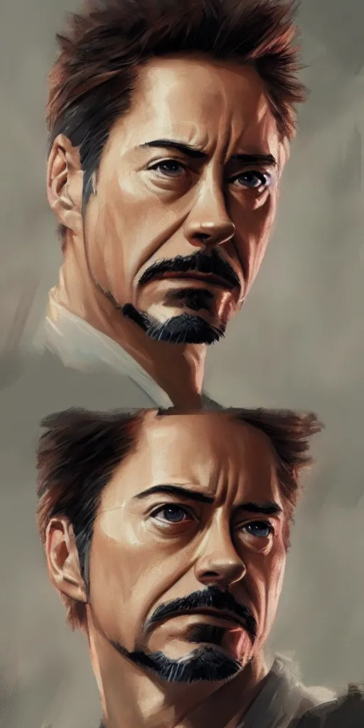 Prompt: concept art of tony stark, cinematic shot, oil painting by jama jurabaev, extremely detailed, brush hard, artstation, high quality, brush stroke