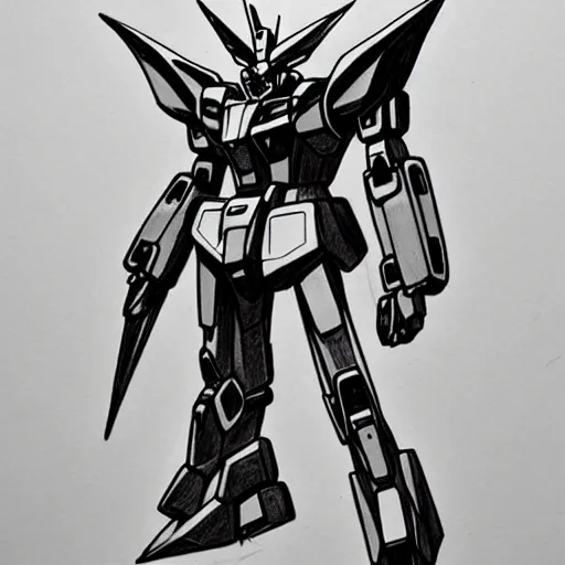 Image similar to pencil sketch of a futuristic gundam robot, detailed sketch, detailed armor, illustration, manga style,