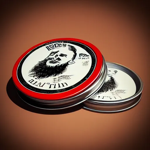 Image similar to 3 d render of vintage looking beard balm tin