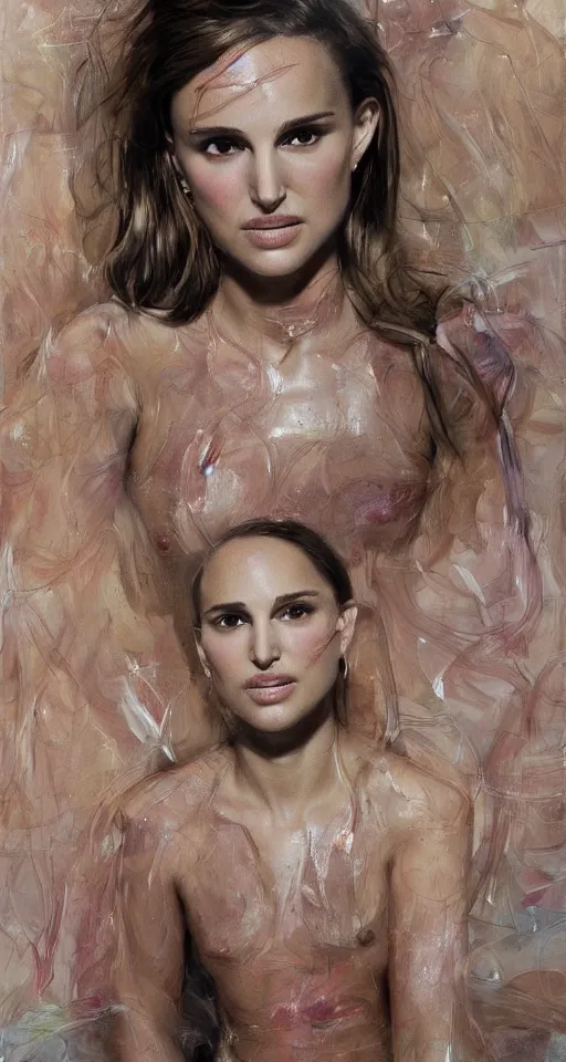 Prompt: Natalie Portman in marrakech Next to the pool, portrait,digital art,ultra realistic,ultra detailed,oil on canvas,art by Jenny Saville