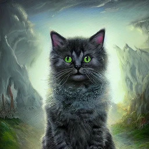 Prompt: fantasy art hyper realistic ai created cat interesting bizarre fantastic art award winning best ultra detailed magnificent