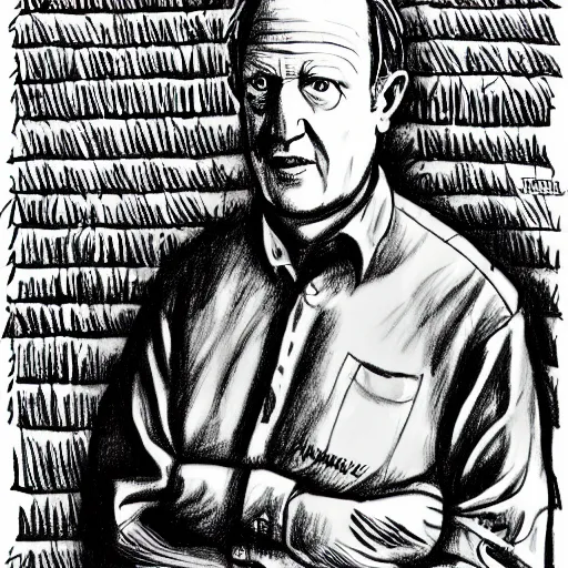 Prompt: a drawing of arbejdet werner herzog by robert crumb