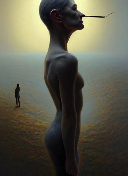 Image similar to i am the smokey mirror looking at myself in all of you, surrealism!!!!! hyper - detailed 3 d render, oil painting, surreal concept art, photorealistic, digital painting, lifelike, sharp focus, artstation hd, by greg rutkowski, bruce pennington, valentina remenar and asher duran,