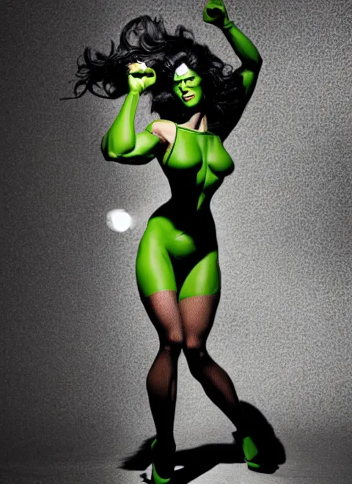 Image similar to a photo of she hulk in high fashion new york, dramatic pose, by lara jade, dramatic lighting, 7 5 mm lens, sharp focus.