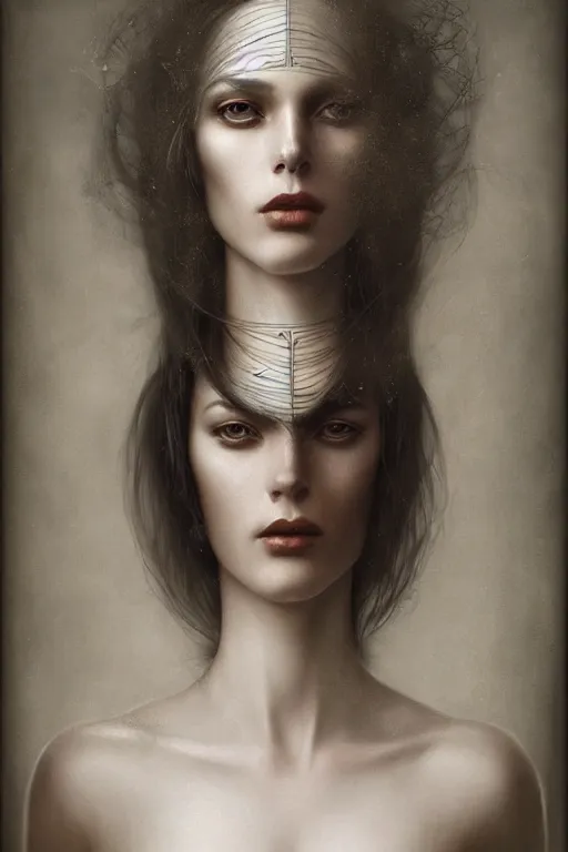 Prompt: a portrait of a single lonely clockpunk female, detailed, realistic eyes, symmetry body features proportions, award winning, by Tom Bagshaw