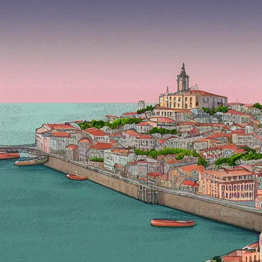 Prompt: cidade de lisboa, concept art, pastel soft colors, in the style of danny mcbride, knyazev konstantin