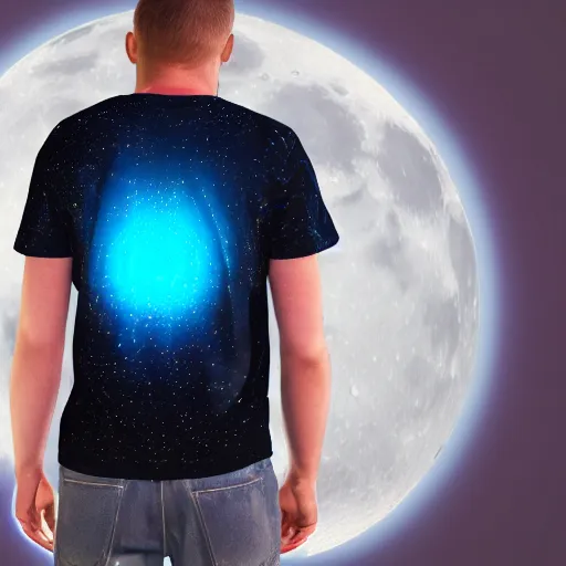 Prompt: t-shirt with glowing stars and the moon, ultra realistic, octane render, 8k, realistic concept art, artstation —ar 16:9