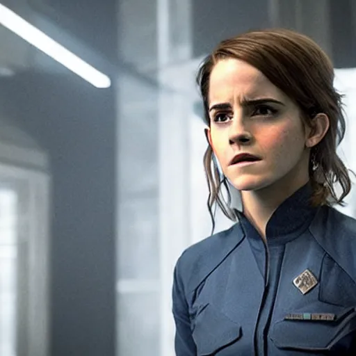 Image similar to Movie still of Emma Watson infected with protomolecule in The Expanse