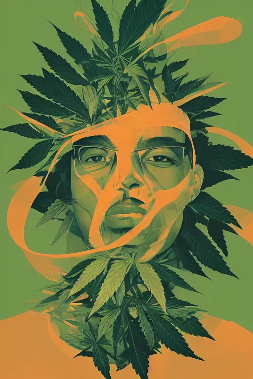 Image similar to marijuana profile picture by sachin teng, miami, organic painting, asymmetrical, green, marijuana smoke, matte paint, hard edges, energetic, 3 d shapes, smoke