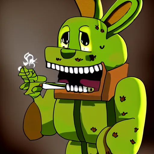 Prompt: Springtrap smoking a fat blunt