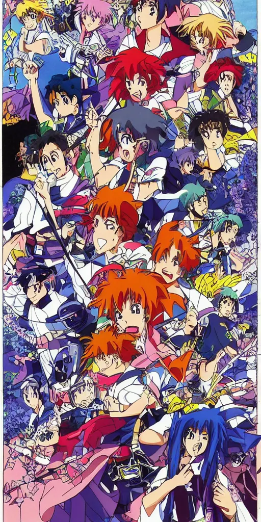 Image similar to a chariot in tokyo, 1990s anime, full color,