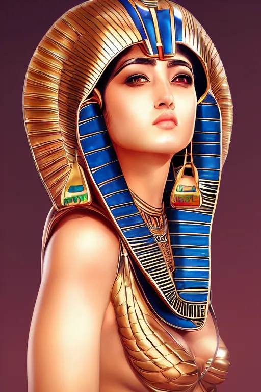 Image similar to a highly detailed beautiful portrait of a egyptian god in the style of artgerm.