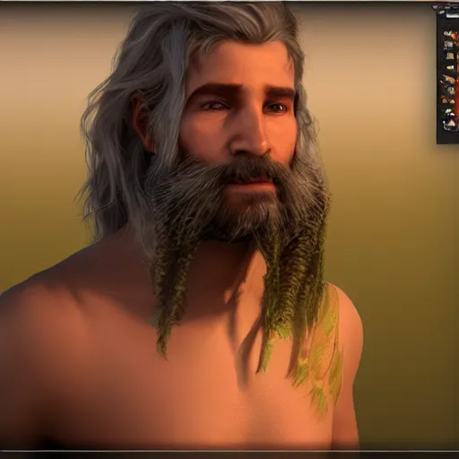 Prompt: male firblog druid with vinas as hair fantasy detailed unreal engine