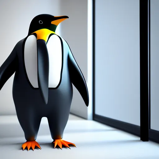 Image similar to a penguin in office outfit, octane render, 8 k, highly detailed,