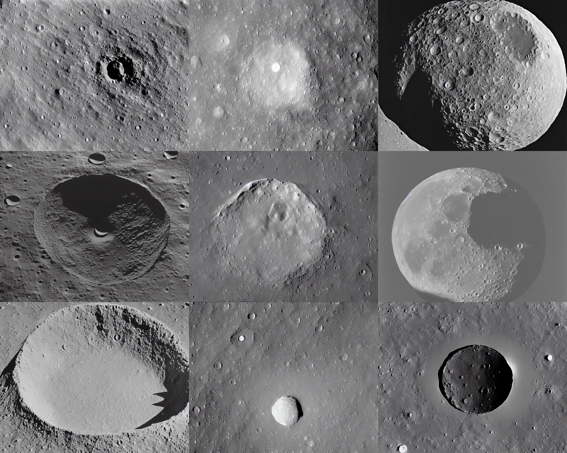 Prompt: gorilla shaped crater on the moon by chesley bonestell