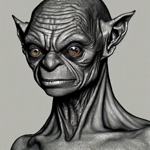 Image similar to gollum smeagol grotesque portrait, ultra detailed, ultra realistic