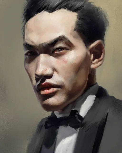 Image similar to an excellent painted portrait of a gangster from the 20s in new york by Peter Xiao and Yanjun Cheng, Stanley Artgerm Lau, 4K resolution, trending on artstation, masterpiece