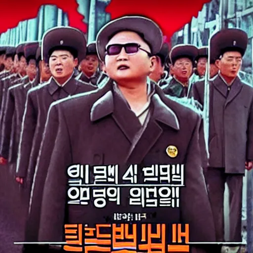 Image similar to low resolution filmstill of a north Korean thriller in the style of Kim Jong-il and Kurosawa and Cronenberg