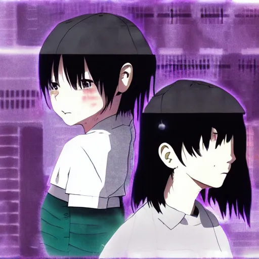 Image similar to a serial experiments lain inspired scenery artwork