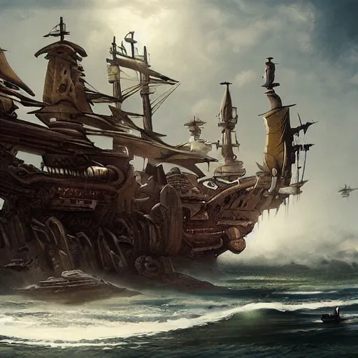 Image similar to a spaceship pirateship by enzhe zhao