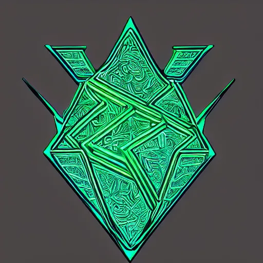 Prompt: glyph gem design intricate, hyper detailed, trending on artstation, green tones, glow