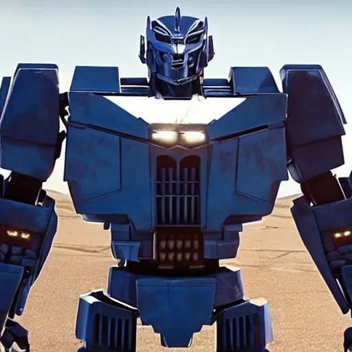 Image similar to cinematic film still of joe biden as a transformer in the latest transformers movie