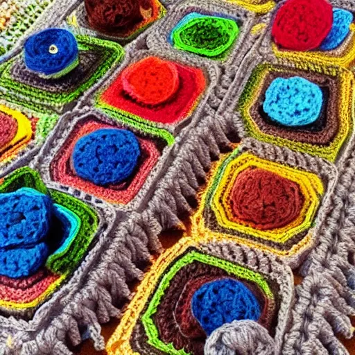 Prompt: crocheted city