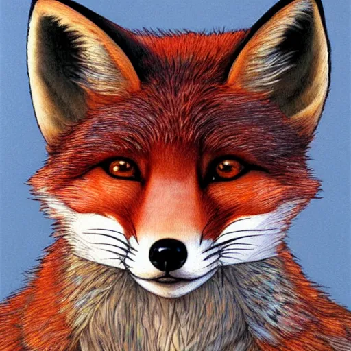 Image similar to realistic detailed face portrait of a fox detective by emilia dziubak, will terry, greg olsen, chris mars, ann long, and mark brooks, fairytale, female, feminine, art nouveau, illustration, character concept design, storybook layout, story board format