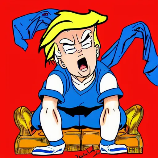 Prompt: donald trump in the style of akira toriyama, anime, finely detailed, character