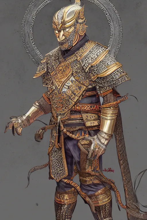 Image similar to full body portrait of king ramkamhaeng the great, leather armor, tai ethnic group, highly detailed, digital painting, watercolor, artstation, concept art, smooth, sharp focus, illustration, art by jakrapan posayakrit