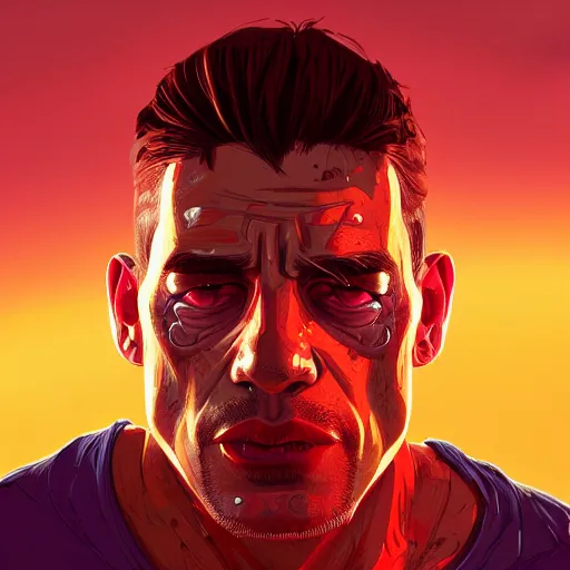 Image similar to Portrait of an Anthony Kiedis Terminator, half of his face looks like the Terminator without skin, mattepainting concept Blizzard pixar maya engine on stylized background splash comics global illumination lighting artstation lois van baarle, ilya kuvshinov, rossdraws