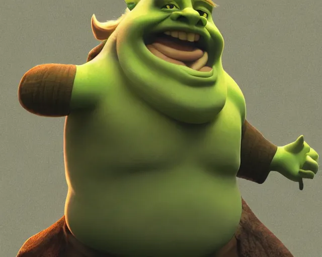 Image similar to boris johnson as fiona from shrek, character art, by various concept artists, redshift render, hyperrealistic face, photorealistic render