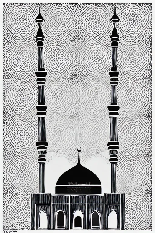 Image similar to minimalist boho style art of a mosque, illustration, vector art