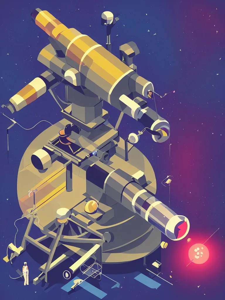 Image similar to editorial illustration scientific lab test tube telescope microscope spaceship, dynamic composition, detailed, matte print, dynamic perspective, colorful modern, mads berg