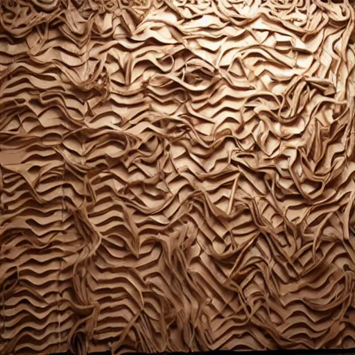 Image similar to tentacles made of brown corrugated cardboard, cut out of cardboard, realistic photography, fantasy