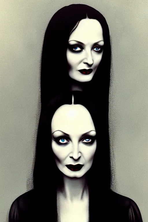 morticia addams, black dress, gothic, young, | Stable Diffusion