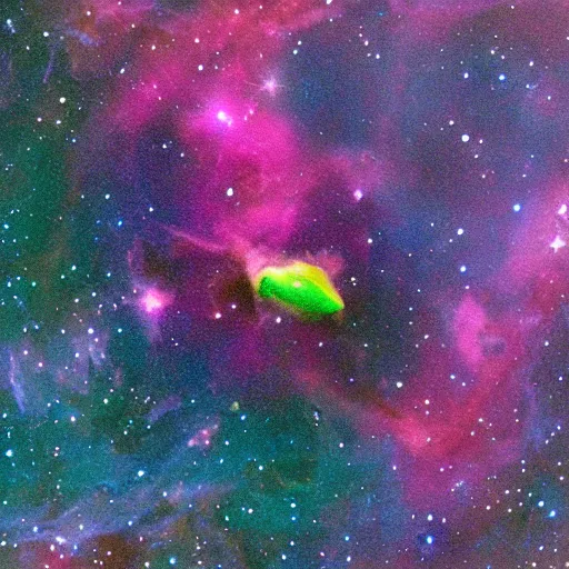 Prompt: a nebula in the shape of a frog
