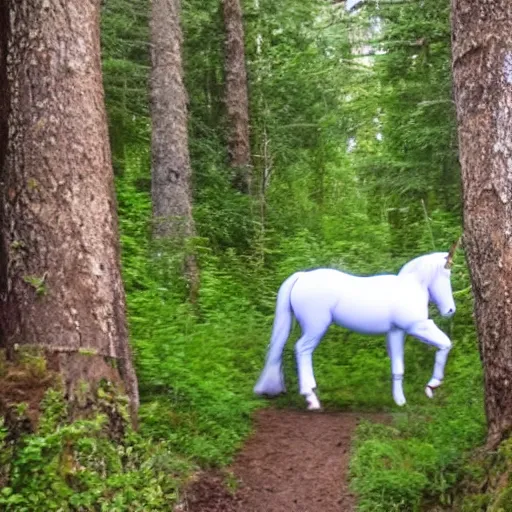 Prompt: trail footage of a unicorn