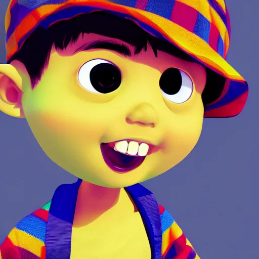 Image similar to little kid in style of pixar, digital art