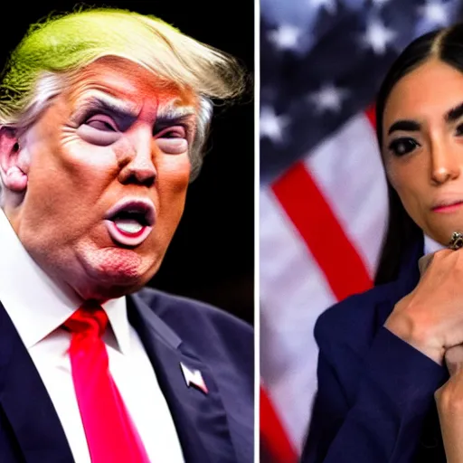 Prompt: donald trump boxing aoc. pay - per - view.