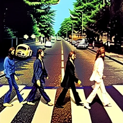 Prompt: The Beatles - Abbey Road album cover