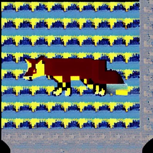 Prompt: a fox in a c 6 4 game