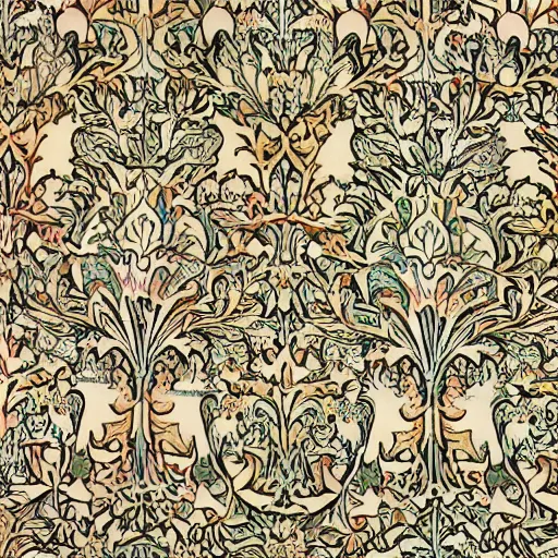 Image similar to a beautiful cow pattern by william morris, ornate, extremely detailed, photorealistic, 8 k