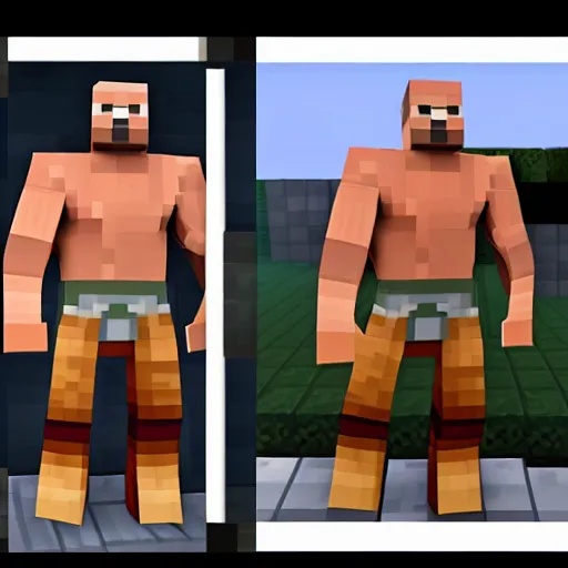 Image similar to dwayne johnson skin in minecraft