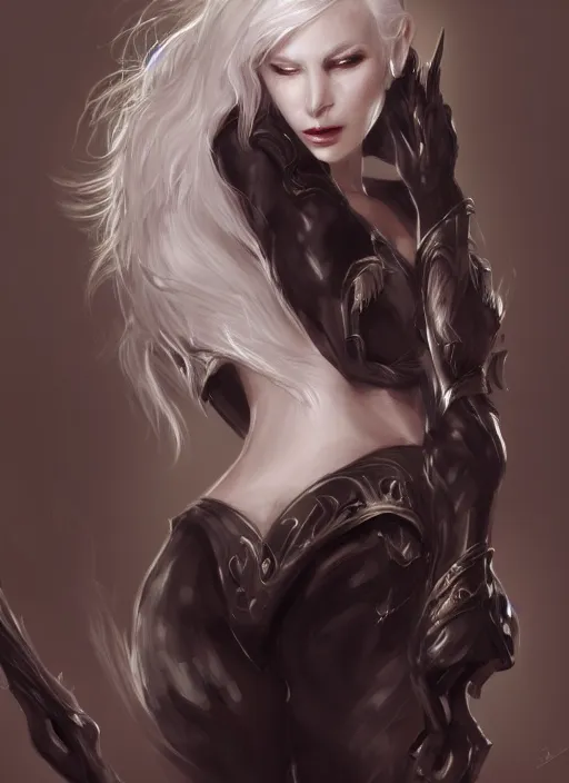 Image similar to a highly detailed illustration of white haired pale lady wearing black blindfold, dramatic standing pose, intricate, elegant, highly detailed, centered, digital painting, artstation, concept art, smooth, sharp focus, league of legends concept art, wlop