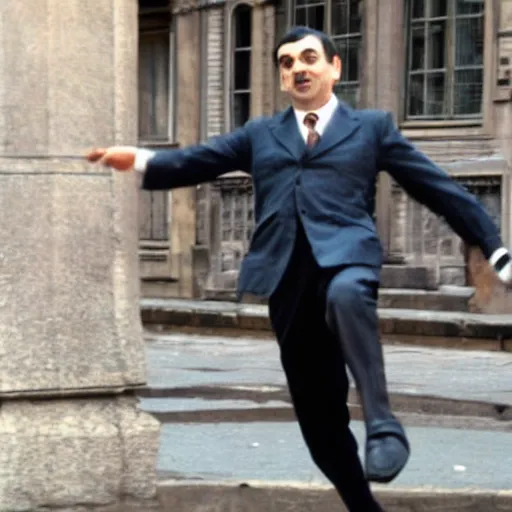 Prompt: mr. bean auditing for the ministry of silly walks.