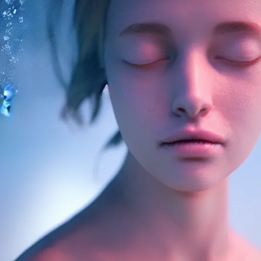 Image similar to a portrait of a girl underwater, volumetric lighting, octane render, detailed, surreal,